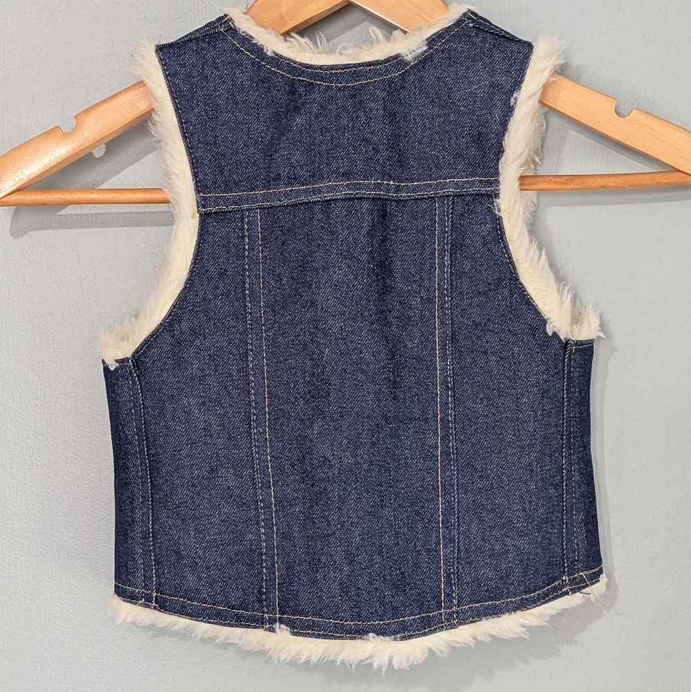 Kids Denim Vest with Faux Fur Sherpa‎ Lining 2T - Picture 5 of 10